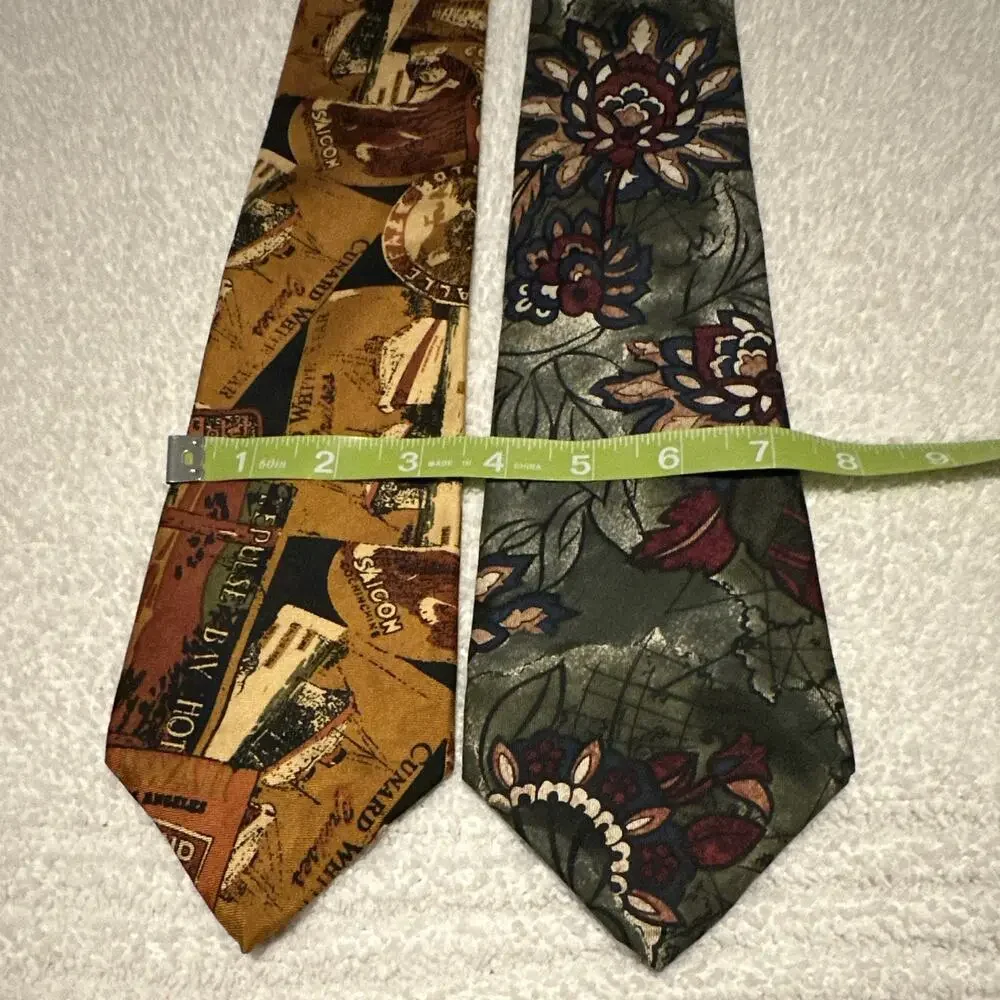 Morton Thomas Men’s 2-Piece 100% Silk Pointed Ties, Floral Travel Multicolor